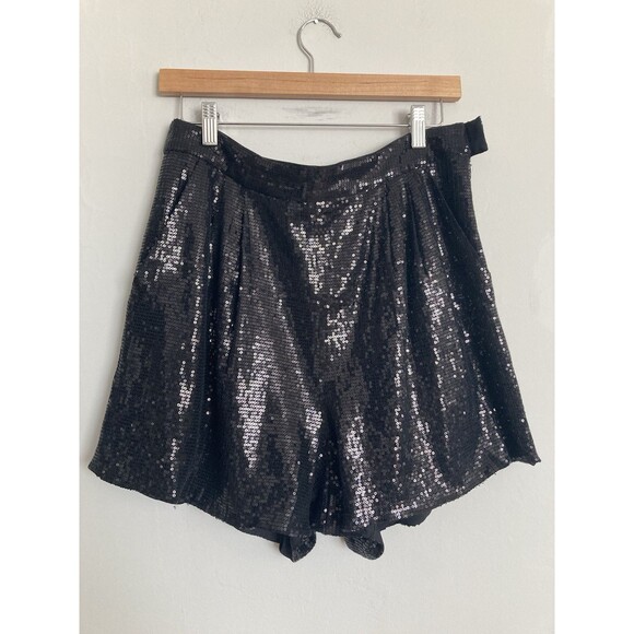 NEW Tibi Sequin Embellished Shorts 10 Black Boho Party Festival - Picture 1 of 9